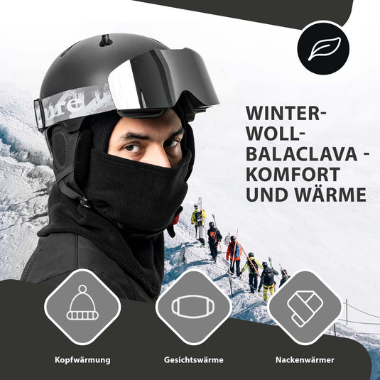 ROCKBROS Balaclava Winter Skimaske Warm Sturmmaske Unisex Einheitsgröße Schwarz
