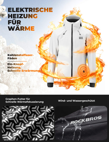 ROCKBROS Beheizbare Fahrradjacke – Mit Typ-C-Anschluss für maximale Wärme!​