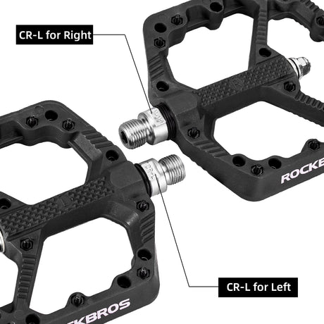 ROCKBROS Bike Pedals Nylon MTB Pedals Non-Slip Wear-Resistant (Pair) #Color_Black