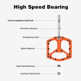 ROCKBROS Bike Pedals Nylon MTB Pedals Non-Slip Wear-Resistant (Pair) #Color_Orange