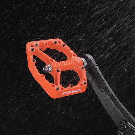 ROCKBROS Bike Pedals Nylon MTB Pedals Non-Slip Wear-Resistant (Pair) #Color_Orange
