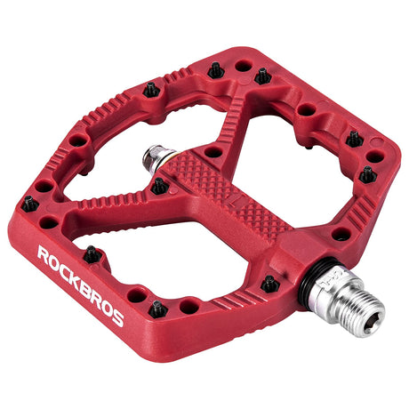 ROCKBROS Bike Pedals Nylon MTB Pedals Non-Slip Wear-Resistant (Pair) #Color_Red