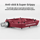 ROCKBROS Bike Pedals Nylon MTB Pedals Non-Slip Wear-Resistant (Pair) #Color_Red