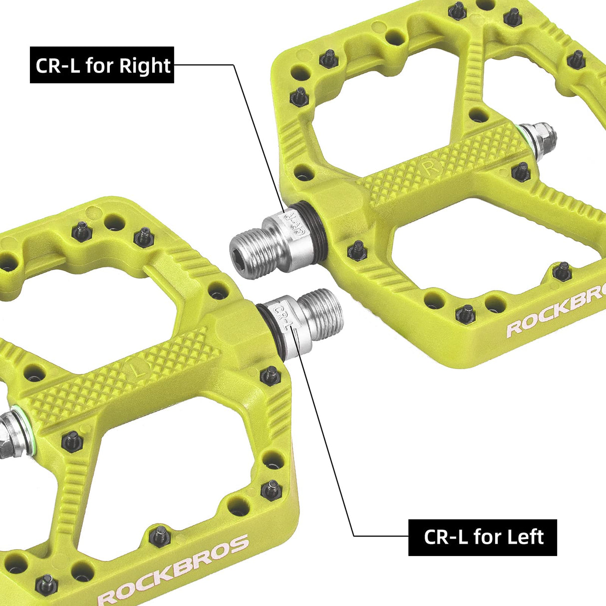 ROCKBROS Bike Pedals Nylon MTB Pedals Non-Slip Wear-Resistant (Pair) #Color_Yellow
