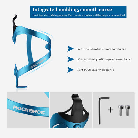 ROCKBROS Bike Water Bottle Cage Aluminum Alloy Bicycle Bottle Holder #Color_Blue