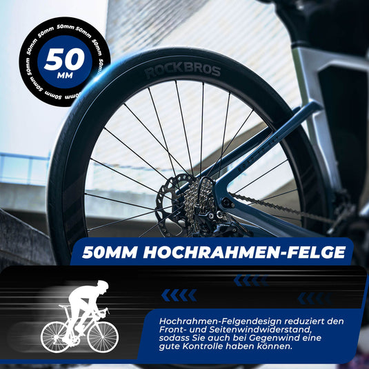 ROCKBROS Disc 28“ /700 C T700 Carbon Rennrad Laufradsatz SHIMANO 8-12 Fach 24 Speichen