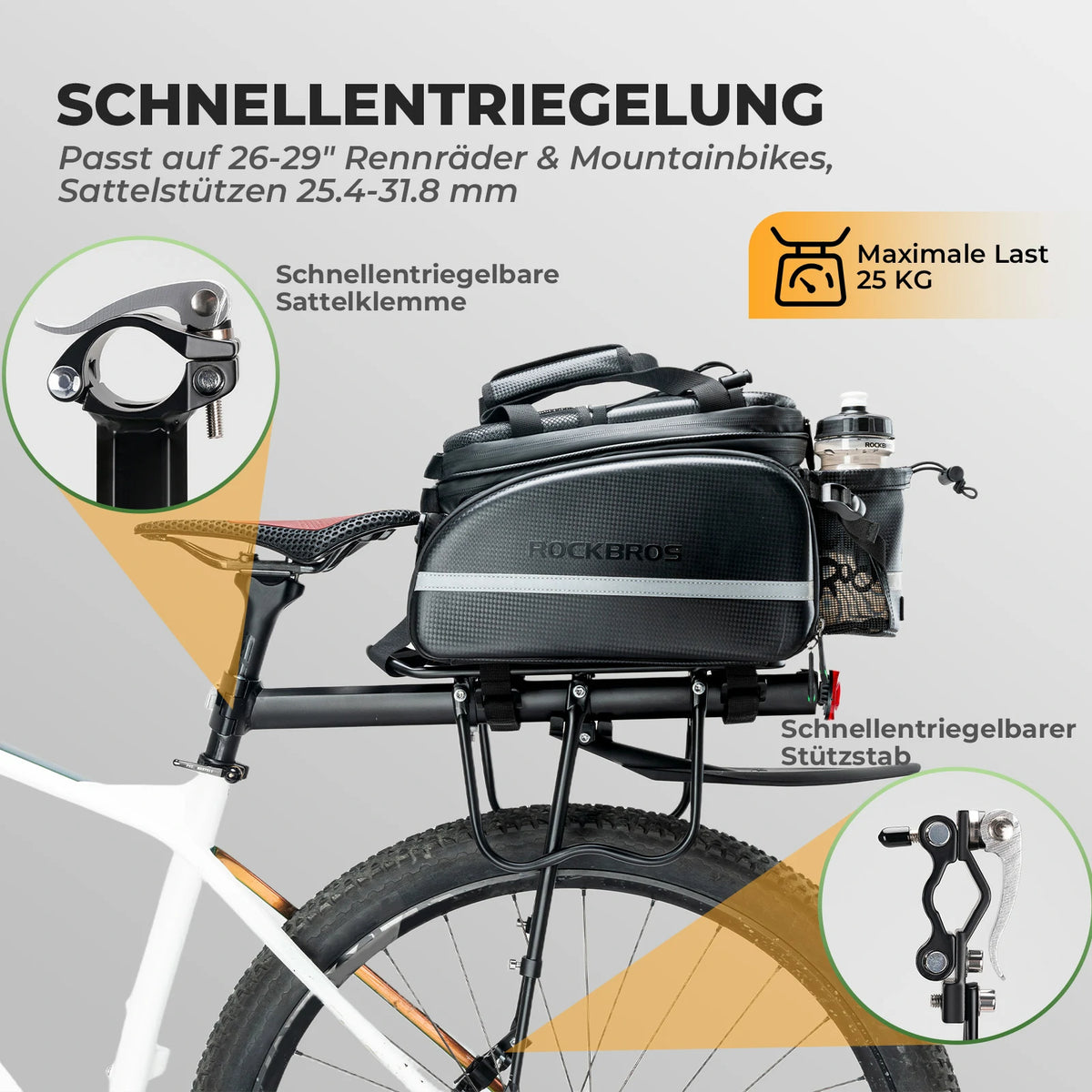 fahrrad gepäckträger sattelstütze mit tasche ROCKBROS Fahrrad Gepäckträger mit Reflektor und Schutzblech Aluminium – ROCKBROS-DE