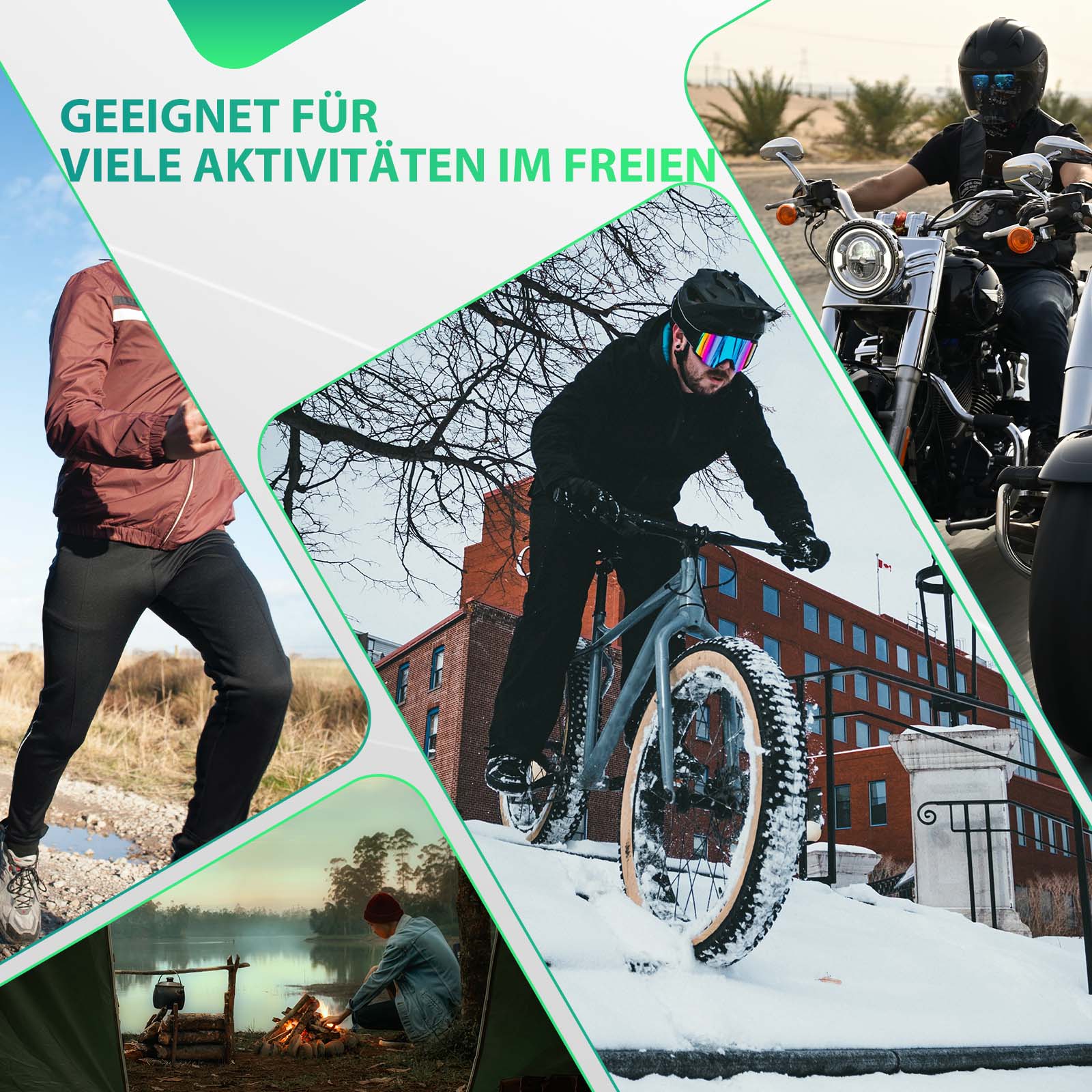 ROCKBROS Fahrrad Jacke Winter Thermo Fahrradbekleidung 4XL Leuchtendes Grün