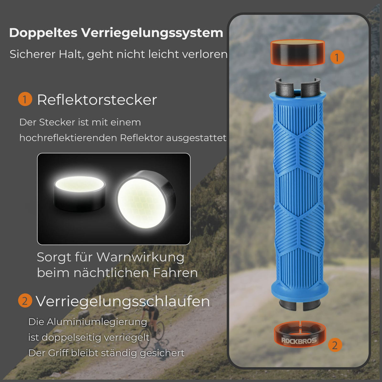 ROCKBROS Fahrrad-Lenkergriffe – Doppelverschluss für 22,2 mm Lenker