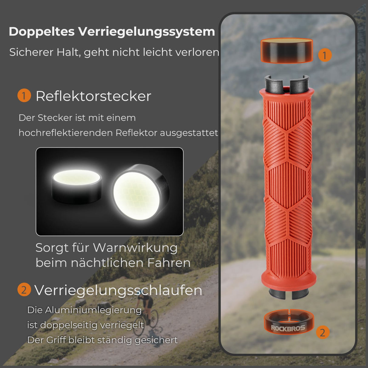 ROCKBROS Fahrrad-Lenkergriffe – Doppelverschluss für 22,2 mm Lenker