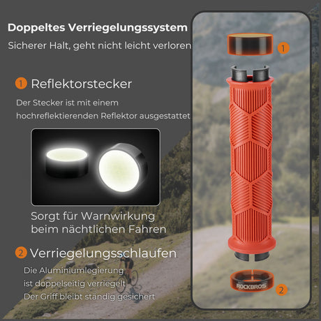 ROCKBROS Fahrrad-Lenkergriffe – Doppelverschluss für 22,2 mm Lenker