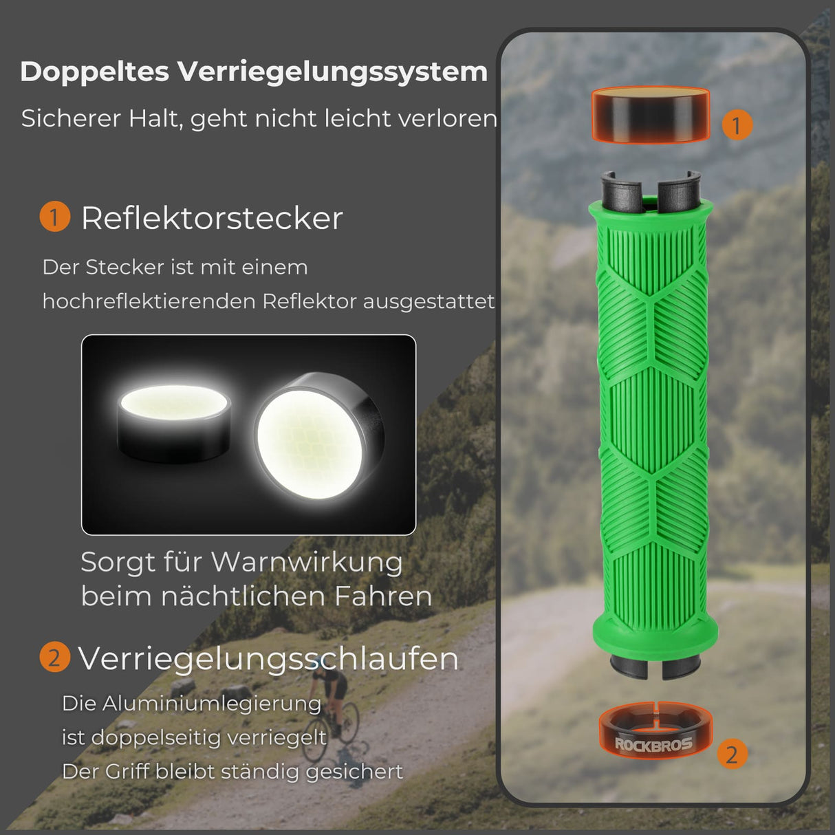 ROCKBROS Fahrrad-Lenkergriffe – Doppelverschluss für 22,2 mm Lenker
