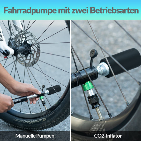 ROCKBROS CO2 Fahrradpumpe 110 PSI Aluminium Minipumpe Schwarz – ROCKBROS-EU