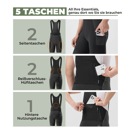 ROCKBROS Fahrrad Trägerhose – Hochfest & Atmungsaktiv mit 5 Taschen