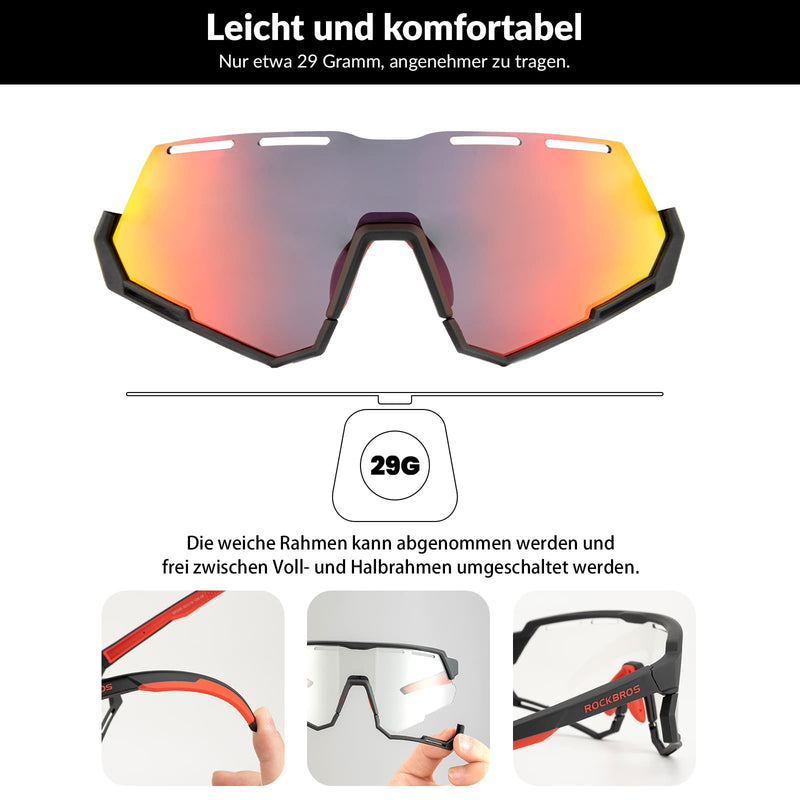 Cargue la imagen en el visor de la galería, ROCKBROS Fahrradbrille 2-in-1 Sportbrille Polarisiert &amp; Selbsttönend
