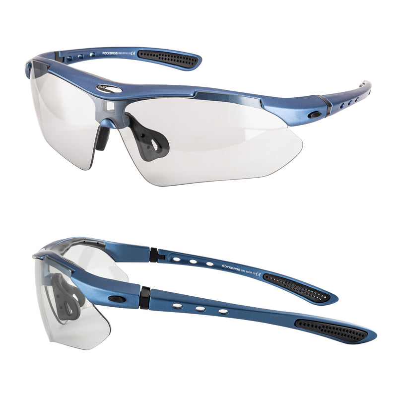 Chargez l&#39;image dans la visionneuse de la galerie, ROCKBROS Fahrradbrille Selbsttönend/Polarisiert Brille Sonnenbrille UV 400 Blau
