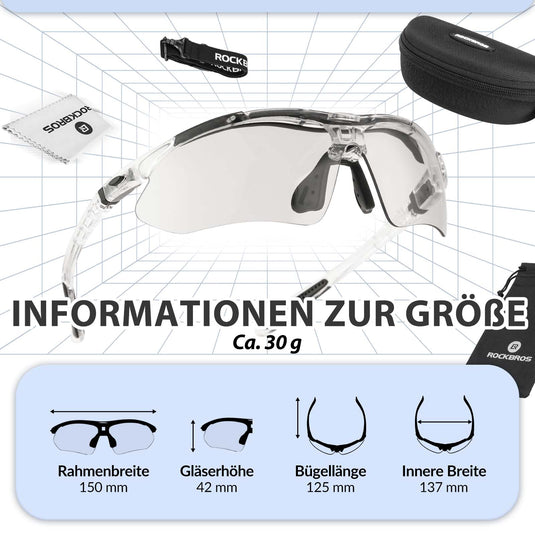 ROCKBROS Fahrradbrille Selbsttönend Brille Sonnenbrille UV 400