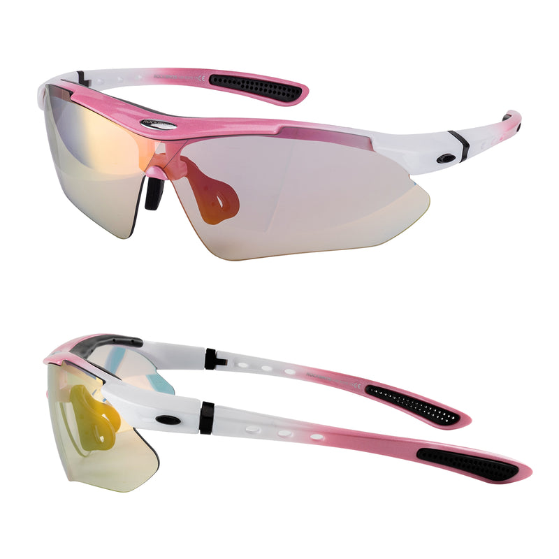 Laden Sie das Bild in Galerie -Viewer, ROCKBROS Fahrradbrille Selbsttönend/Polarisiert Brille Sonnenbrille UV 400 Rosa
