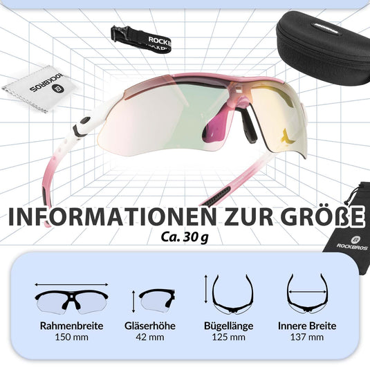 ROCKBROS Fahrradbrille Selbsttönend/Polarisiert Brille Sonnenbrille UV 400