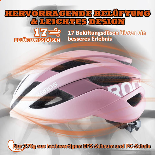 ROCKBROS Fahrradhelm Sport Mountainbike Schutzhelm Atmungsaktiv 54-58cm Rosa-Weiß