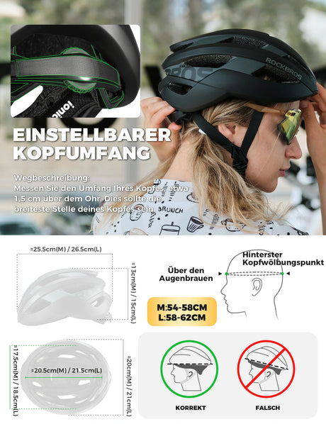 ROCKBROS Fahrradhelm Sport Mountainbike Schutzhelm Atmungsaktiv 54-58cm - ROCKBROS-EU