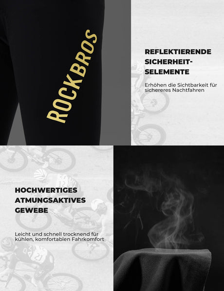 ROCKBROS Herren Fahrradhose – Lang & Gepolstert für Höchstkomfort!​