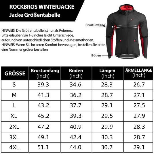 ROCKBROS Fahrradjacke Herren Winter Winddicht Softshelljacke Schwarz M-4XL