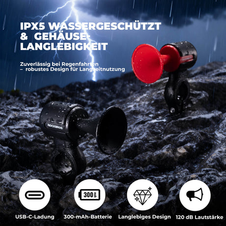 ROCKBROS Elektrische Fahrradklingel – 120dB & Smart Tracking