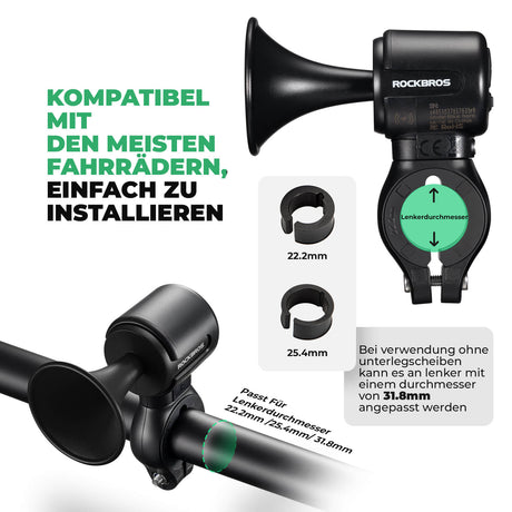 ROCKBROS Elektrische Fahrradklingel – 120dB & Smart Tracking