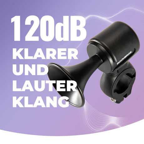 ROCKBROS Elektrische Fahrradklingel – 120dB & Universell für 22,2/25,4/31,8 mm Lenker