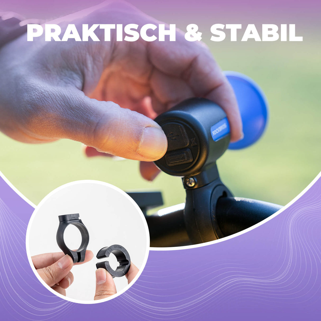 ROCKBROS Elektrische Fahrradklingel – 120dB & Universell für 22,2/25,4/31,8 mm Lenker