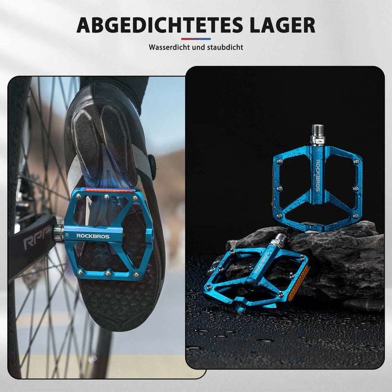 Cargue la imagen en el visor de la galería, ROCKBROS Fahrradpedale mit Reflektoren aus Aluminiumlegierung 9/16 Zoll Blau
