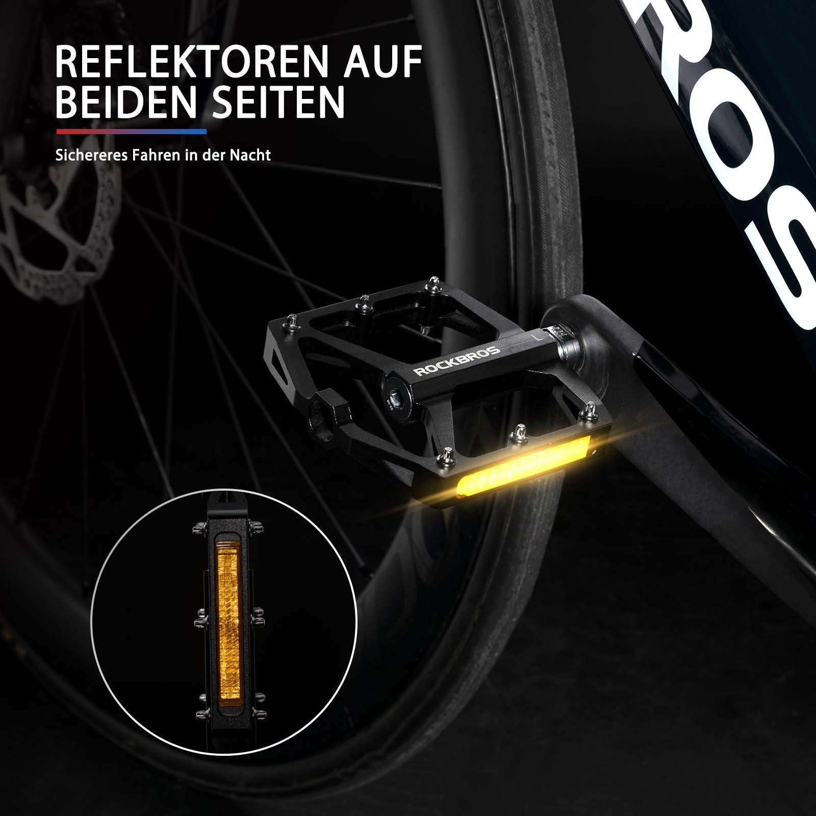 ROCKBROS Fahrradpedale mit Reflektoren aus Aluminiumlegierung 9/16 Zoll