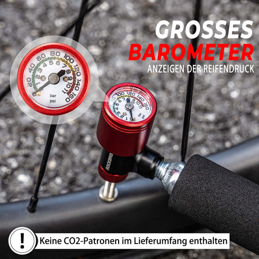 ROCKBROS Fahrradpumpe CO2 Kartuschenpumpe Minipumpe mit Druckdosierventil