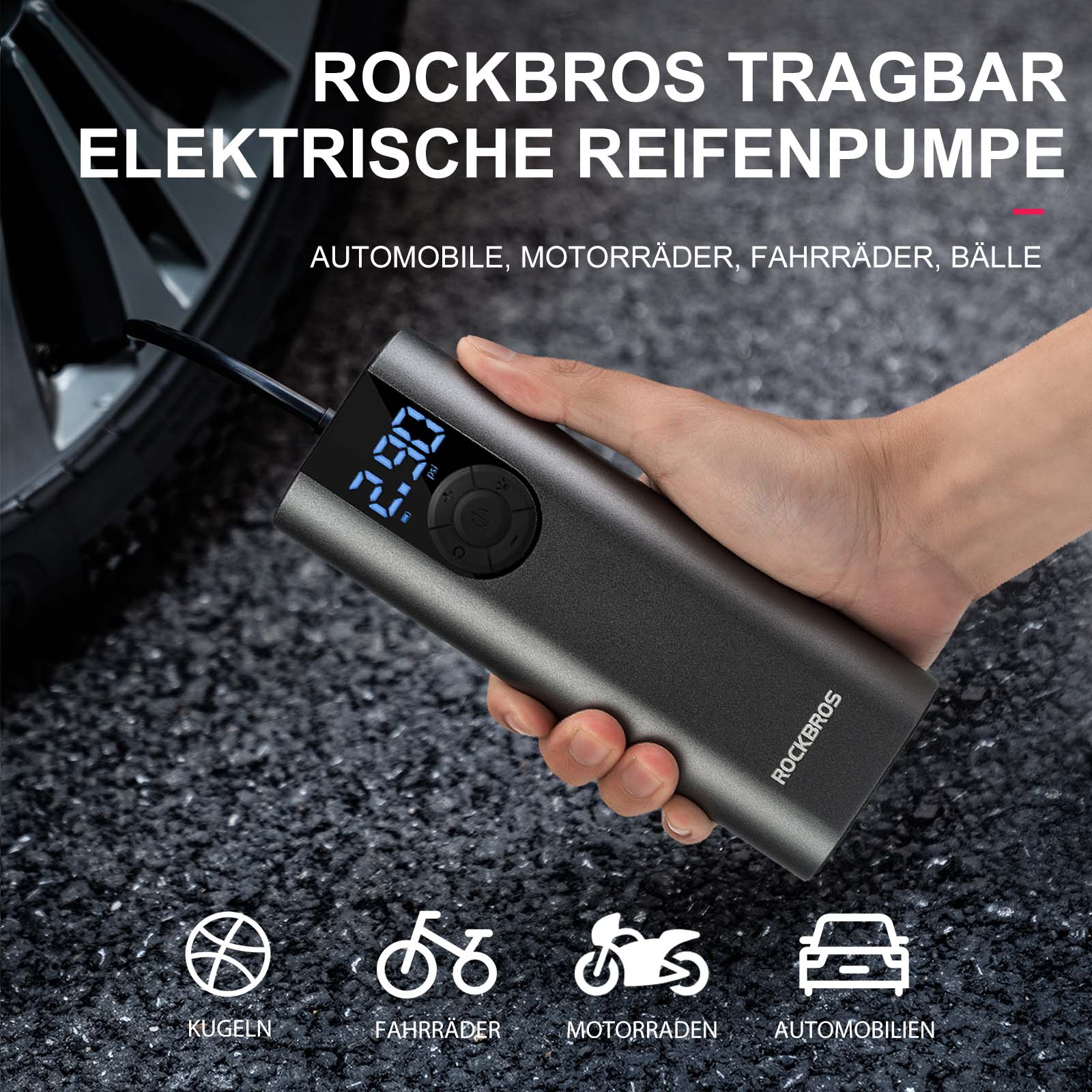 ROCKBROS-Fahrradpumpe-Elektrisch-Akku-Luftpumpe