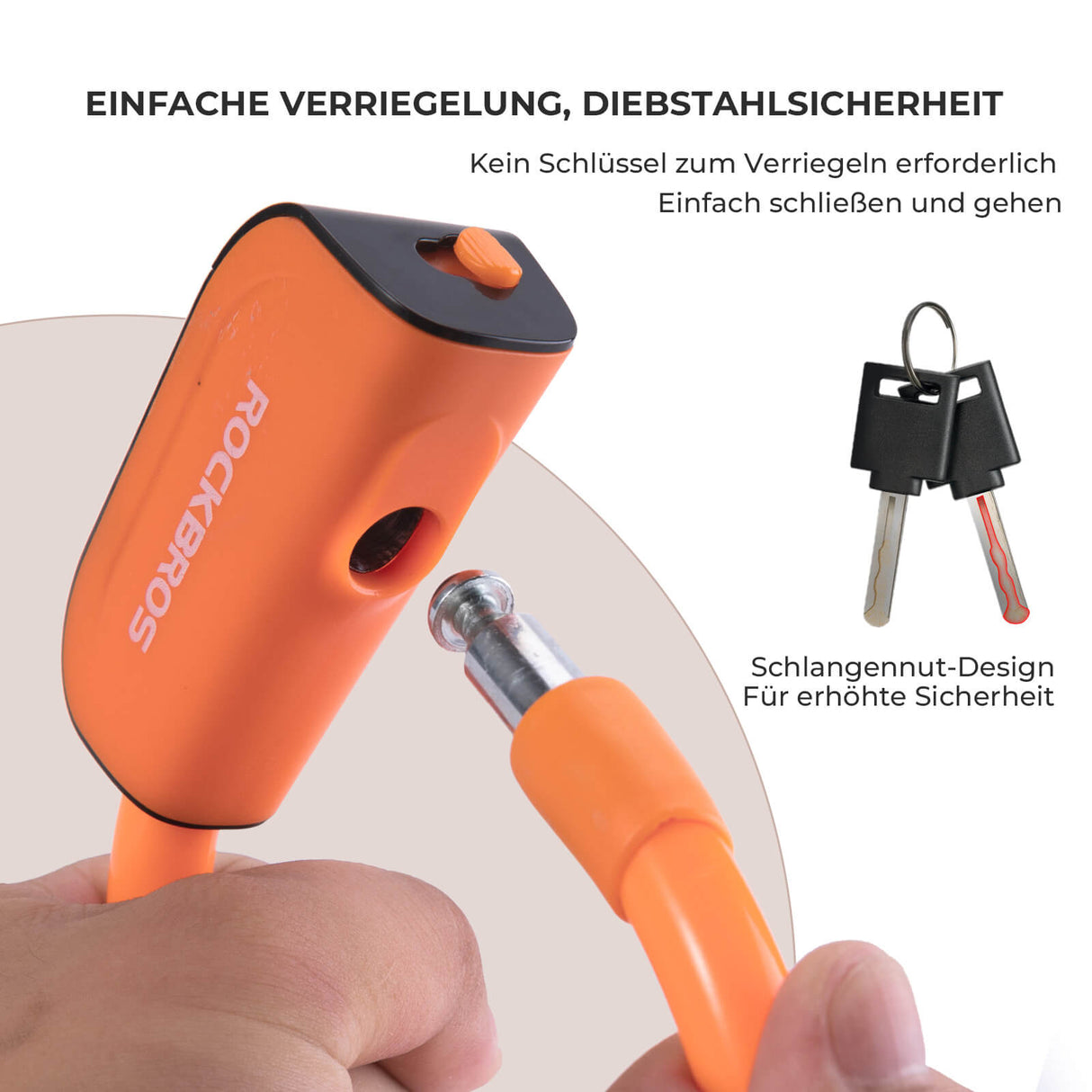 ROCKBROS Fahrradschloss – 110 cm Länge, 11 mm Stärke