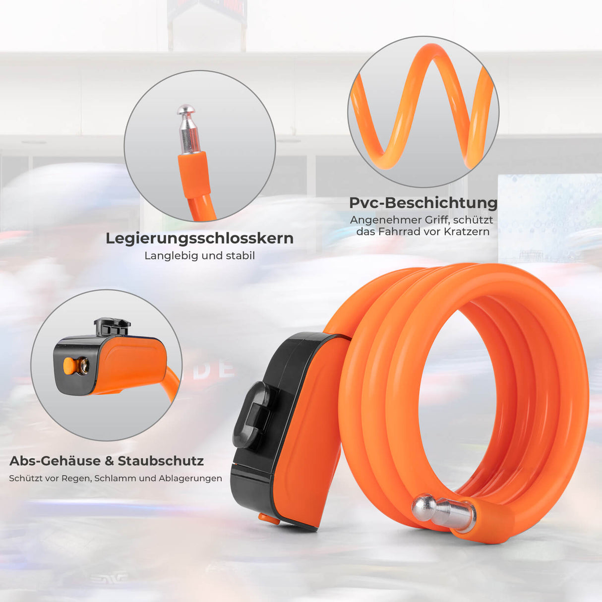 ROCKBROS Fahrradschloss – 110 cm Länge, 11 mm Stärke