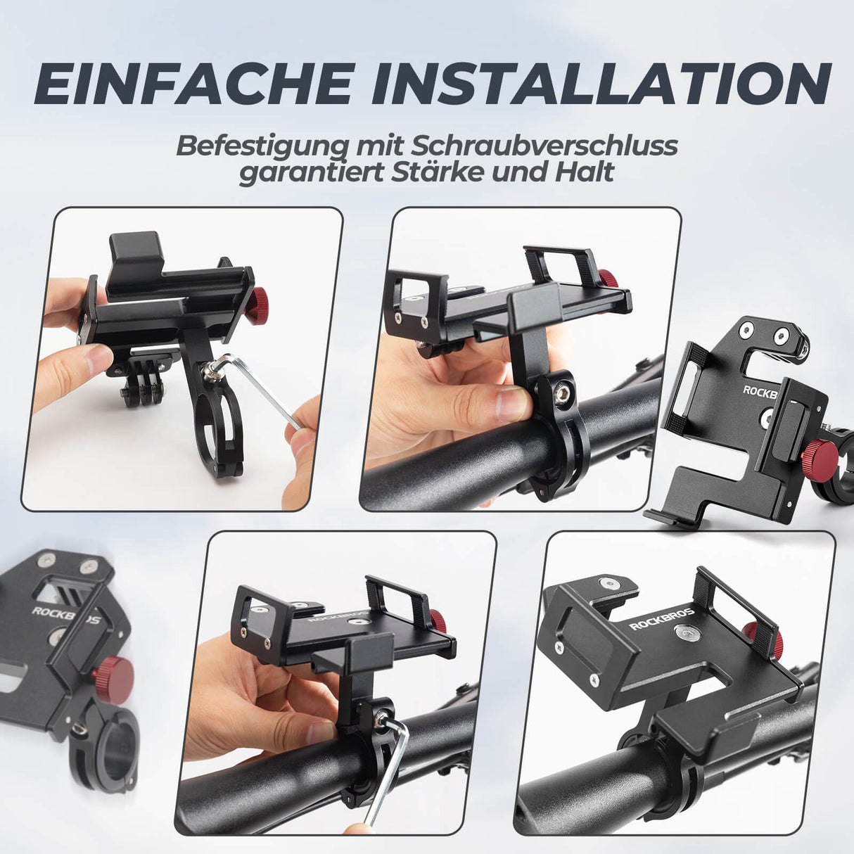 ROCKBROS Alu-Handyhalterung – Stahlhart, aber smart!​
