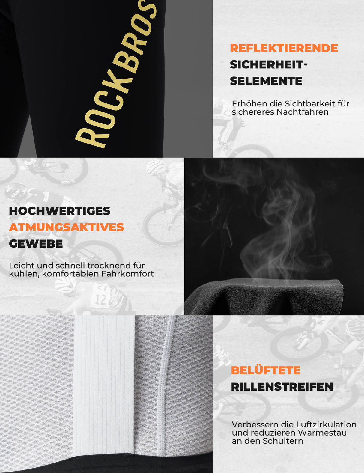 ROCKBROS Herren Fahrrad Trägerhose – Lang & Gepolstert für maximalen Komfort!​
