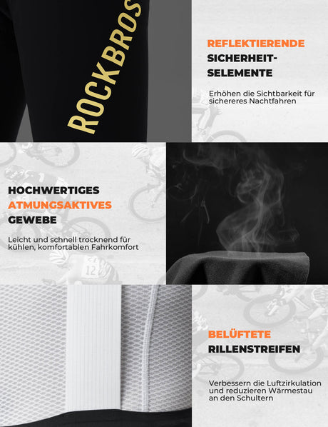ROCKBROS Herren Fahrrad Trägerhose – Lang & Gepolstert für maximalen Komfort!​