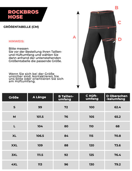 ROCKBROS Herren Radlerhose Atmungsaktiv Lang Fahrradhose S-4XL