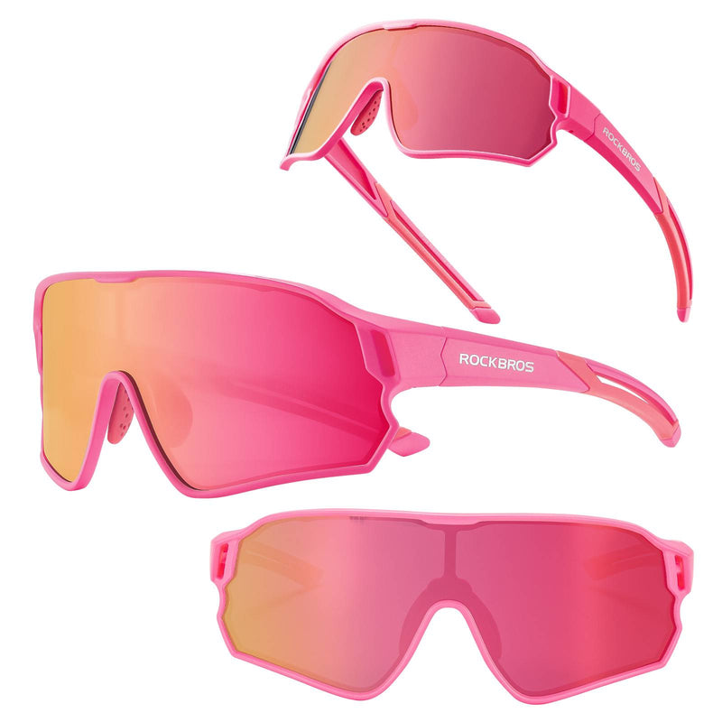 Cargue la imagen en el visor de la galería, ROCKBROS Kinder Fahrradbrille UV400-Schutz Polarisierte Sonnenbrille Rosa
