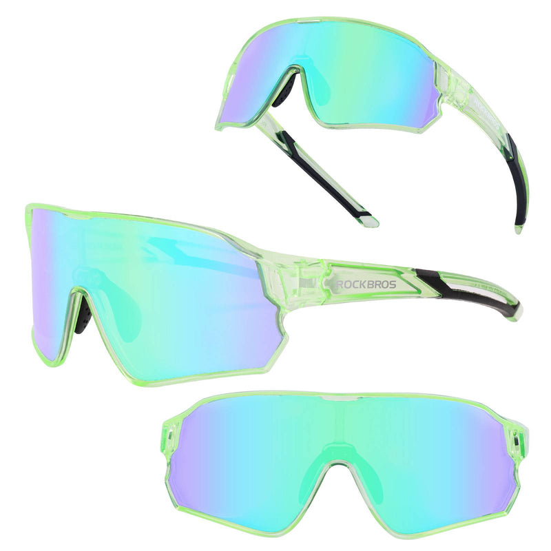 Load image into Gallery viewer, ROCKBROS Kinder Fahrradbrille UV400-Schutz Polarisierte Sonnenbrille Transparent Grün
