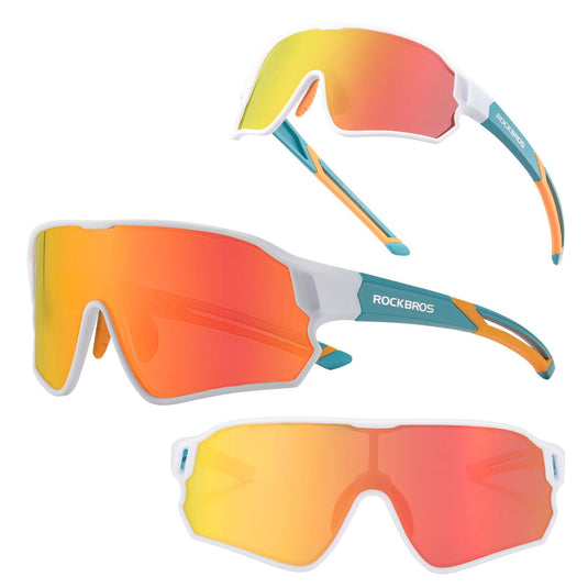 ROCKBROS Kinder Fahrradbrille UV400-Schutz Polarisierte Sonnenbrille Weiß