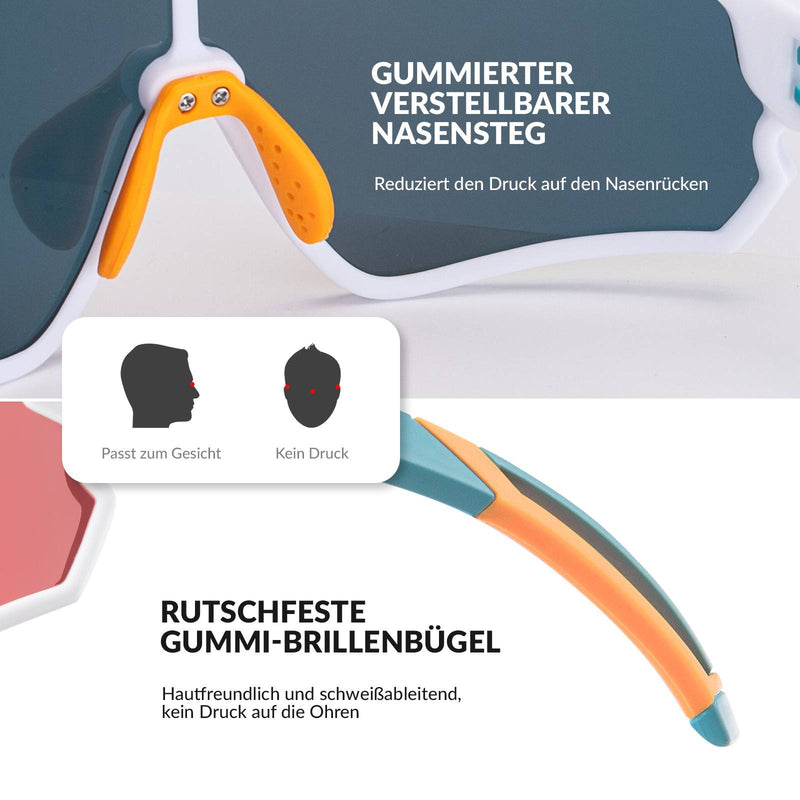 Cargue la imagen en el visor de la galería, ROCKBROS Kinder Fahrradbrille UV400-Schutz Polarisierte Sonnenbrille Weiß
