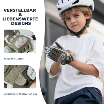 ROCKBROS Kinder Fahrradhandschuhe Atmungsaktiv & Rutschfest Mit SBR-Sc   ROCKBROS-DE