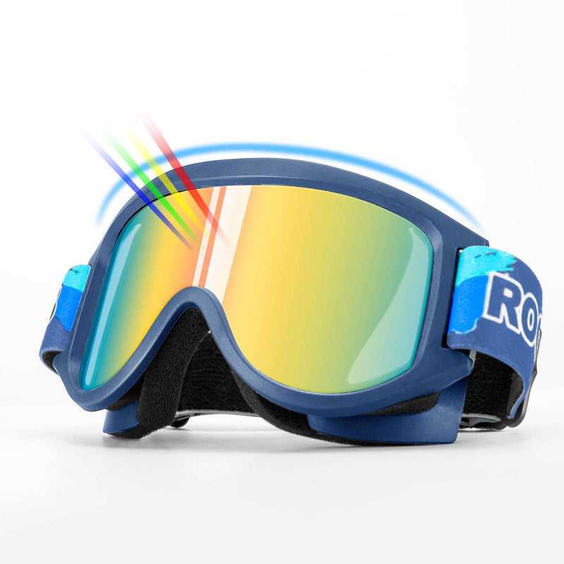 Load image into Gallery viewer, ROCKBROS Kinder Skibrille 100 % UV-Schutz winddicht Ski Schutzbrille Dunkle Blau
