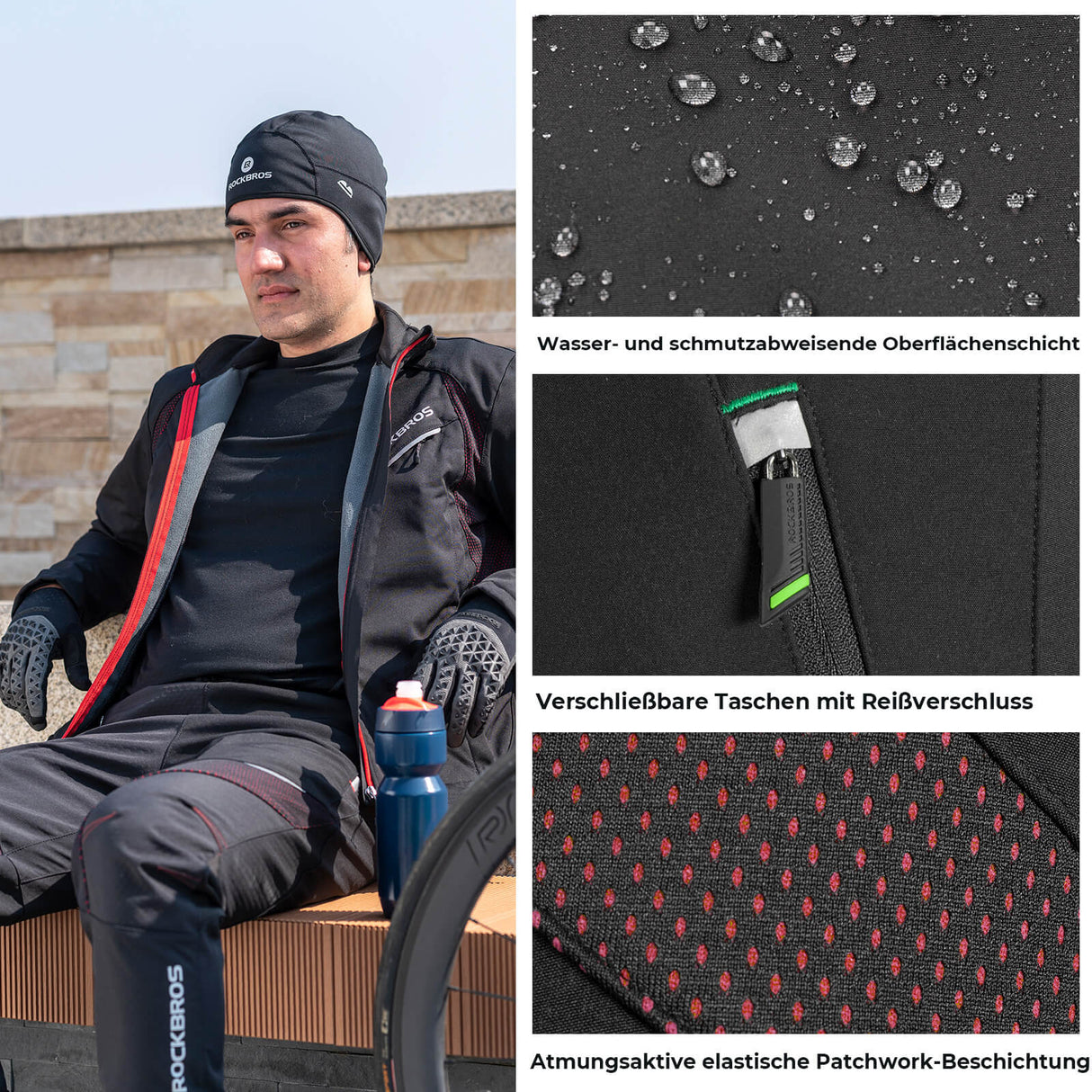 ROCKBROS Lange Fahrradhose Herren Winter Radhose Winddicht Warm - ROCKBROS-EU