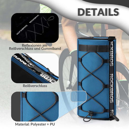 ROCKBROS Lenkertasche Multifunktionale Fahrradlenkertasche mit Schultergurt Blau