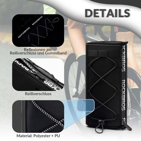 ROCKBROS Lenkertasche Multifunktionale Fahrradlenkertasche mit Schultergurt Schwarz